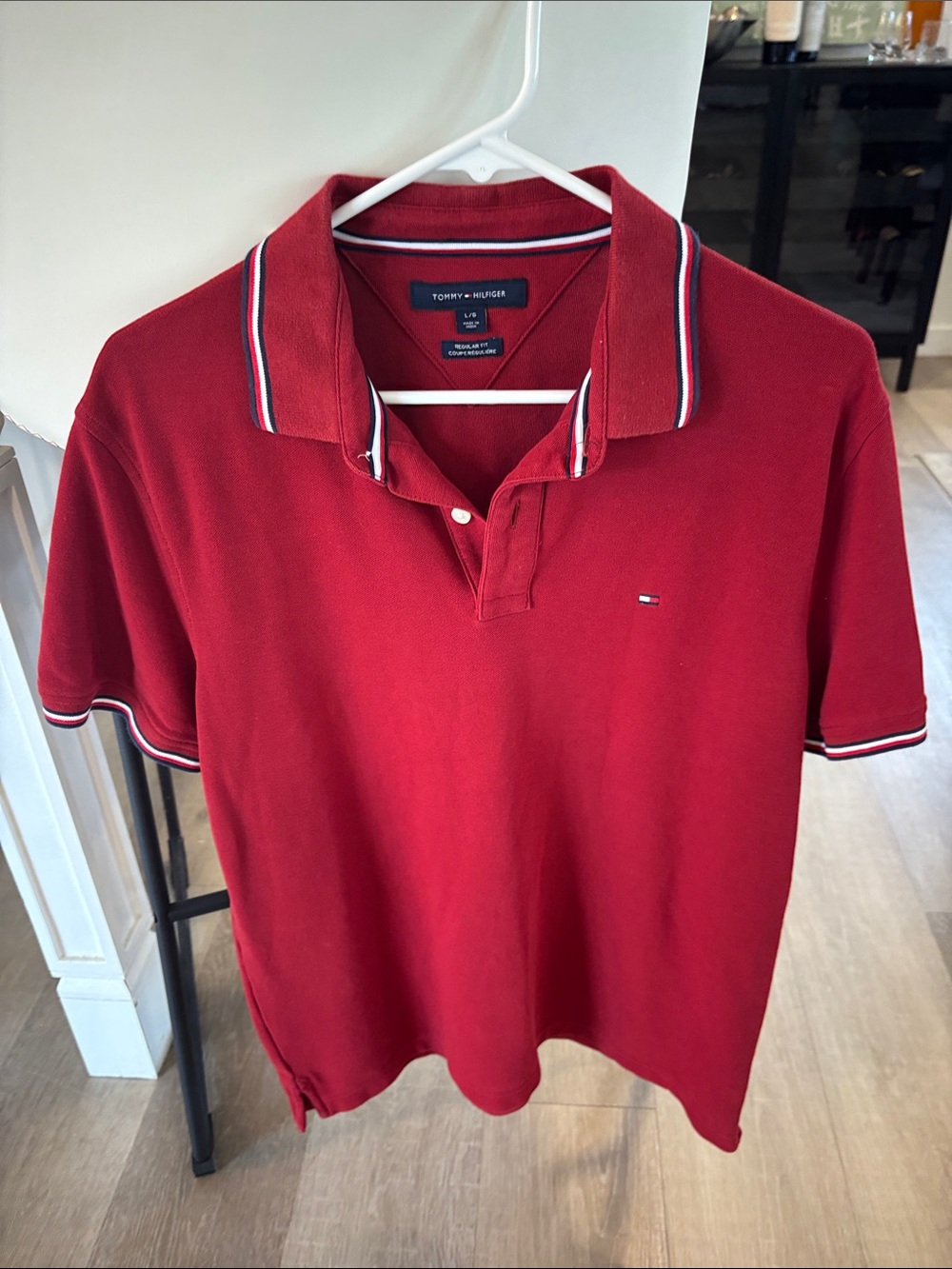 Tommy Hilfiger Red Polo with Contrast Stripe Trim - Picture 1 of 4